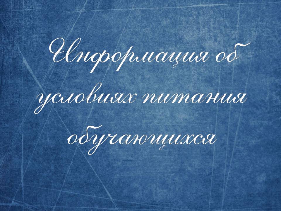 Информация об условиях питания обучающихся.